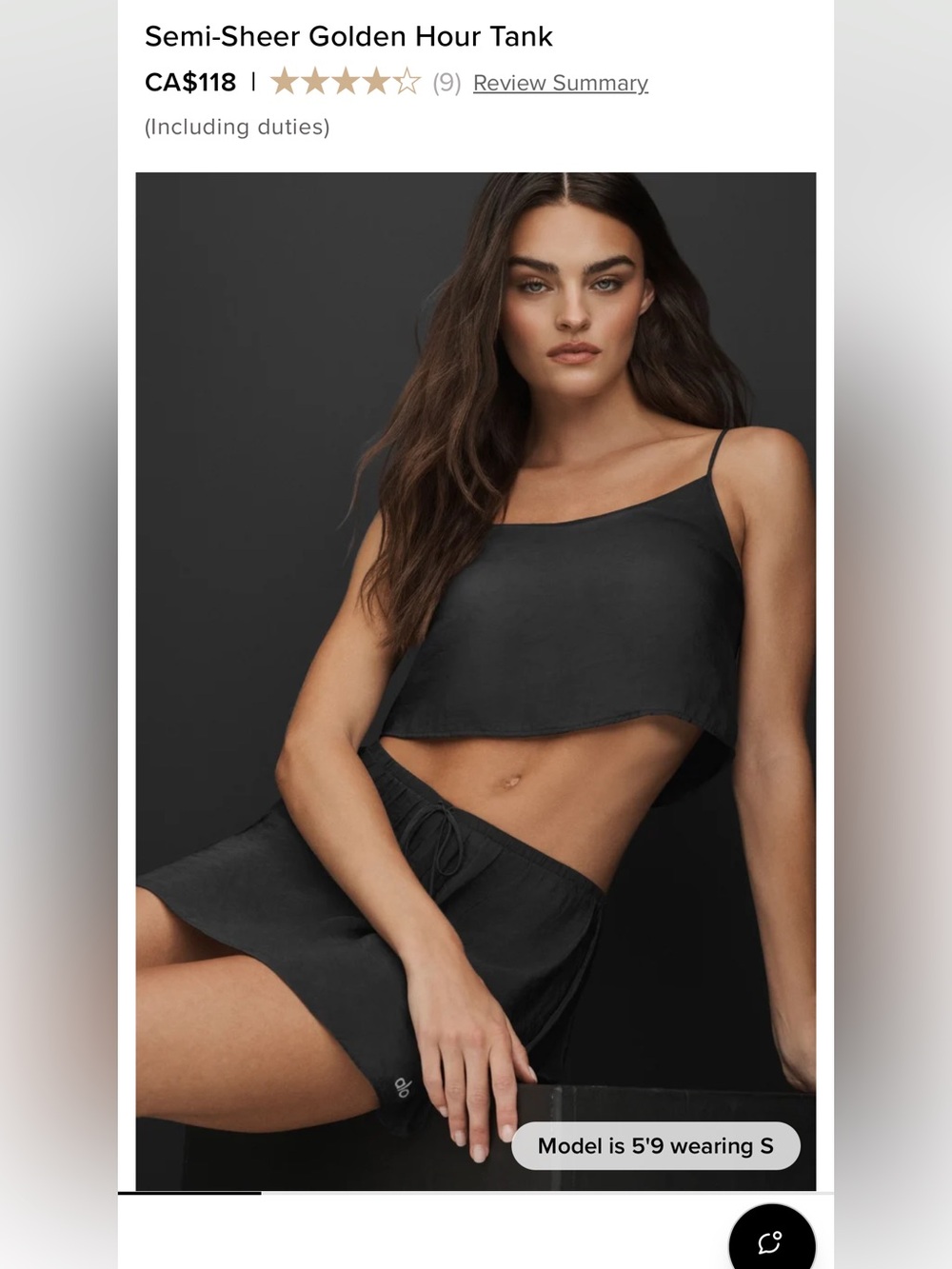 Semi-Sheer Golden Hour Tank and skirt Black